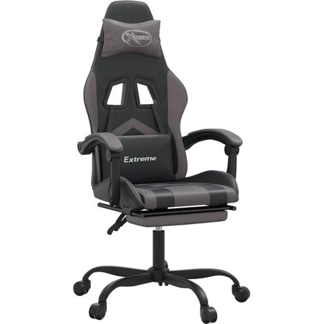 Sedia da Gaming Girevole Poggiapiedi Nero e Grigio Similpelle vidaXL (1/5)