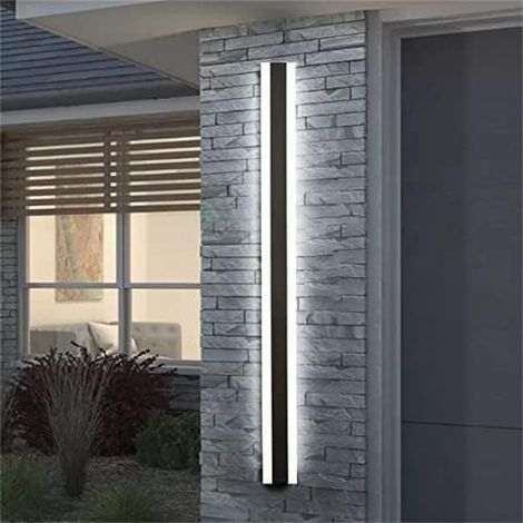 Lange LED-Wandleuchte für den Innen- und Außenbereich, IP65 wasserdicht, aus Aluminium, modernes Design, ideal für Höfe, Gärten usw. (kaltweißes Licht, 60 cm) (1/5)