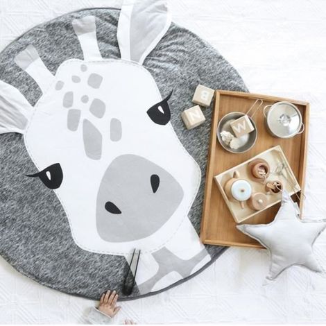 Tapis de jeu bébé rampant Girafe en coton - Gris (1/4)
