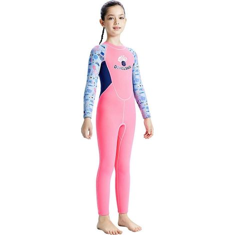 Neoprenanzug für Mädchen, 2,5 mm, Thermobadeanzug, langärmlig, Ganzkörper-Badeanzug für Mädchen