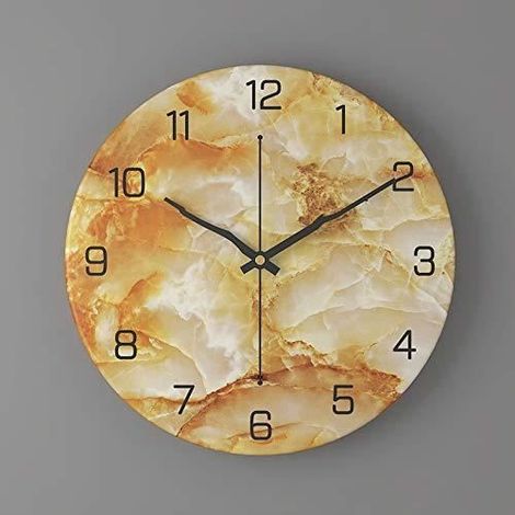 Grande horloge murale de 30 cm, horloge murale sans bruit de tic-tac, horloges murales modernes,jaune (1/2)