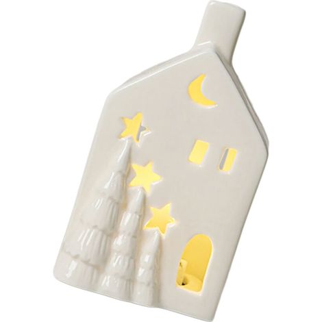 Décoration de chalet de noël en faïence rougeoyante,- Blanc