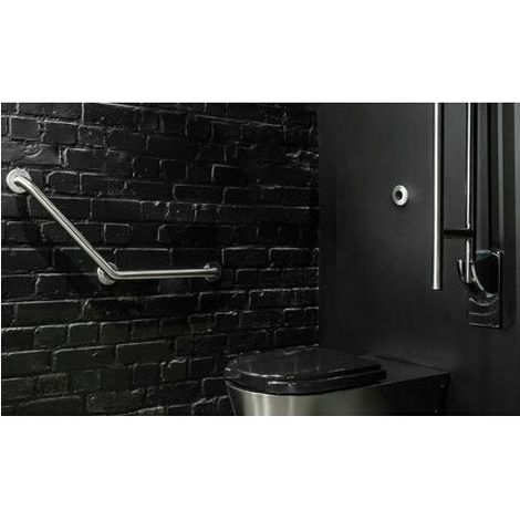 Barre d'appui 3 points Basic 135° Ø32 400x400 Inox satiné - Inox satiné poli (1/2)