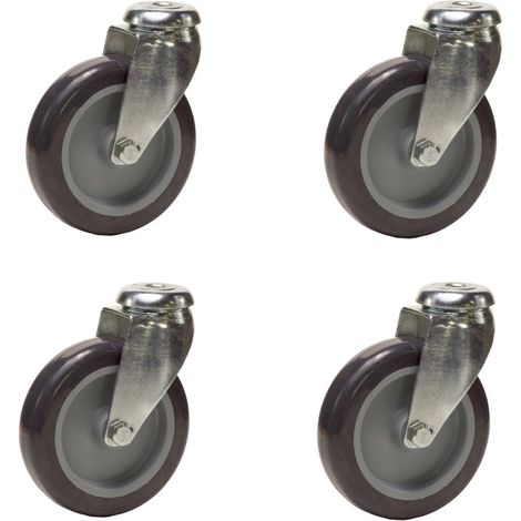 Lot de 4 roulettes à oeil pivotantes Caoutchouc Thermoplastique GRIS 50 mm - 120 Kg