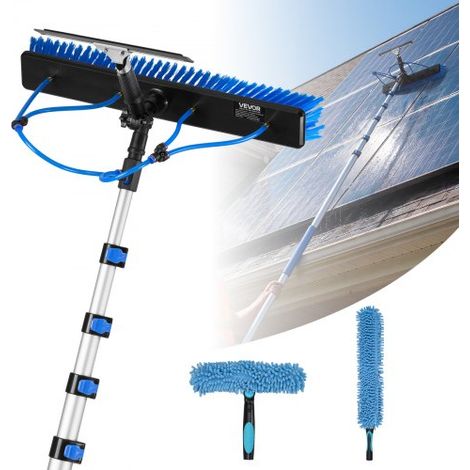 2-in-1 Teleskop Waschbürste für Solarpanel, Photovoltaik Reinigungsset mit 2-10m Alu-Teleskop 20m Wasseranschluss Abzieher & Seifenspender, Reinigungsbürste für Solaranlage Fenster Terrassendach (1/5)