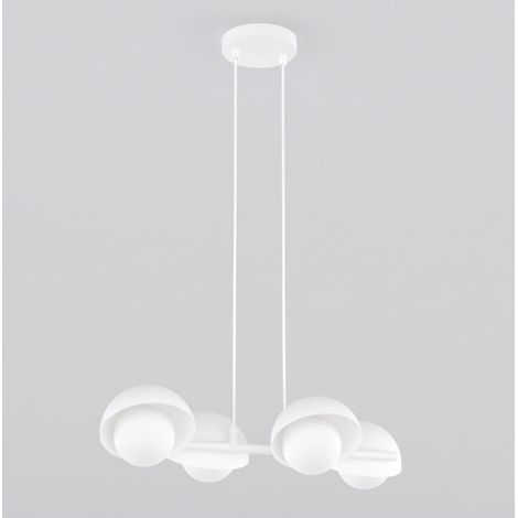 Lampada a sospensione BOOM a quattro luci in acciaio bianco opaco (1/5)