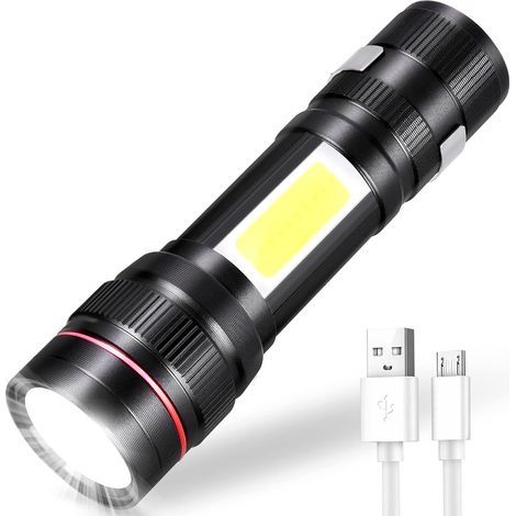 Torcia LED ricaricabile flintronic, 800LM con 3 modalità e zoom, torcia tattica COB portatile per bambini, regalo/campeggio/escursionismo/emergenza/officina/interruzione di corrente (1 pezzo) (1/5)