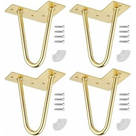 Pieds de Table en Epingle à Cheveux, 4 Pouces Pieds de Table en Métal Bricolage, (d'or) (1/4)