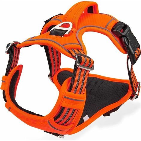 Harnais Anti-Traction pour Chien, Harnais pour Chien Grand et Moyen Gilet Réfléchissant Réglable pour Chien avec Poignée Respirante Orang Harnais de Poitrine de Sport Anti-Traction (1/5)