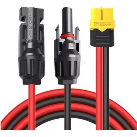 Cable de charge solaire XT60 adaptateur vers connecteur solaire male femelle, fil d'extension 12 AWG 3 m pour batterie, centrale électrique portable, générateur solaire (1/4)
