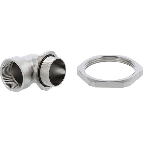 STEX24 Winkelverschraubung mit Gegenmutter M40x1,5 Zink-Druckguss vernickelt Gewindelänge 19,0mm - 1 Stück