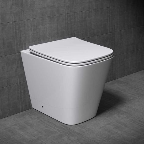 Durovin Bathrooms Back To Wall Rimless Toilet - Short Projection - Include WC Pan with Soft Close Seat Quick Release (Square)