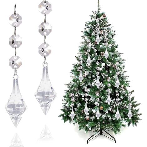 15 pieces of hanging Christmas tree ornaments, glass crystal prism pieces, teardrop shaped hanging ornaments, perfect for Christmas tree decoration (pointed – 15 pieces) (1/4)