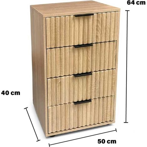 Cassettiera 4 cassetti rovere 50x40x83 cm (1/3)