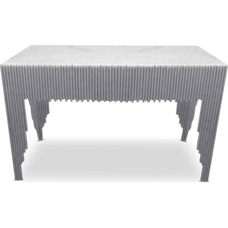 Console en Marbre "Zane" 106cm Blanc & Argent (1/3)
