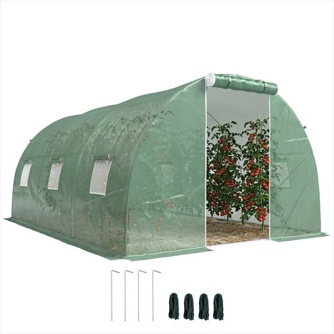 Serre de jardin tunnel en acier galvanisé 13,5 m² avec porte et (1/5)