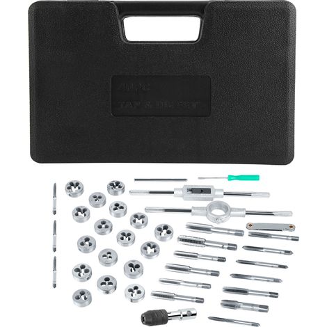 40-teiliges Set M3-M12 Gewindebohrer und Schneideisen mit Schraubenschlüsseln und Gewindelehre, robustes Handwerkzeug (1/5)
