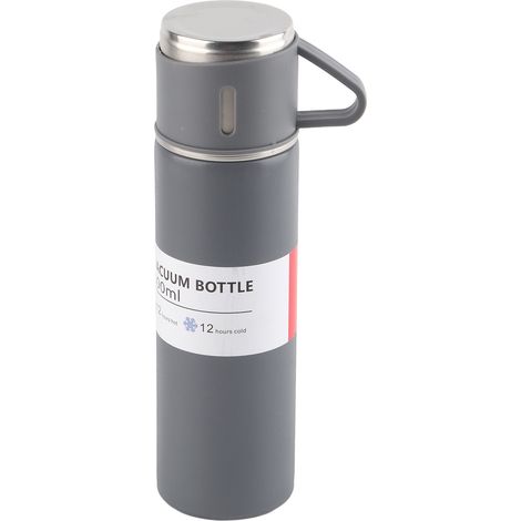 Gobelet Isotherme 500ml en Acier Inoxydable, Bouteille Thermos Portable pour Randonnée et Voyage, Gris (1/5)