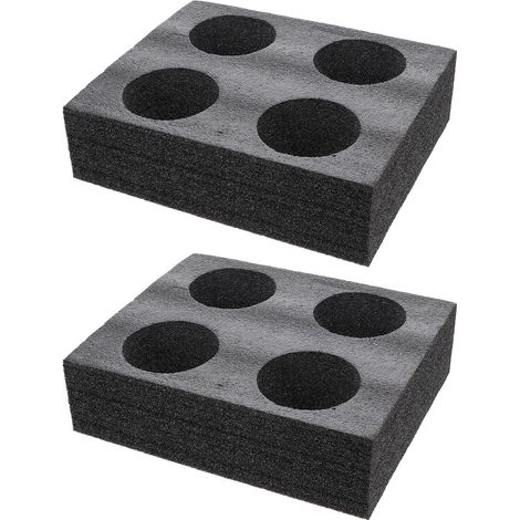 Lntyq Lot de 2 porte-tasses en mousse pour camping, camping-car, voiture, caravane, bateaux, noir, 4 trous, verres, tasses, boissons, tasses à café (1/5)