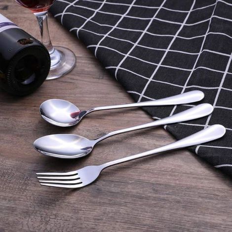 Lot de 6 cuillères à soupe rondes en inoxydable,18,8 cm 6 Piezas (Cucharas Redondas) red (1/5)