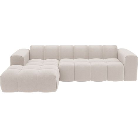 Vente-Unique – Canapé d'angle gauche 4 places en tissu chenille beige – Confort équilibré – Finition matelassée – Fabriqué en Europe