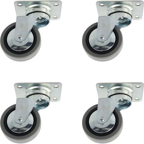 Lenkrollen 4er Set ø 60 mm mit Anschraubplatte Hartgummirollen Möbelrollen (1/4)