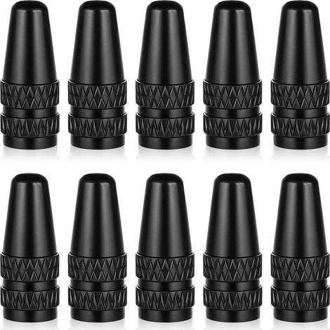 10x Fahrrad Ventilkappen Aluminium Schwarz für Französische Ventile (1/5)