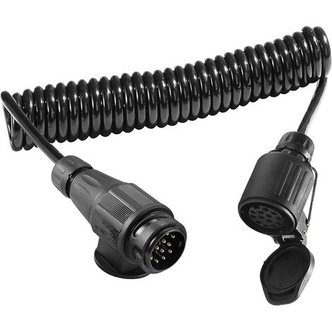 Rallonge Remorque 13 vers 13 Broches 12v 2.8m,Spirale Câble Faisceau Extension13 Broches à 13Broches Mâle et Femelle,Adaptateur Convertisseur Remorque CE pour RV Tracteur Voiture Porte-Vélos (1/5)