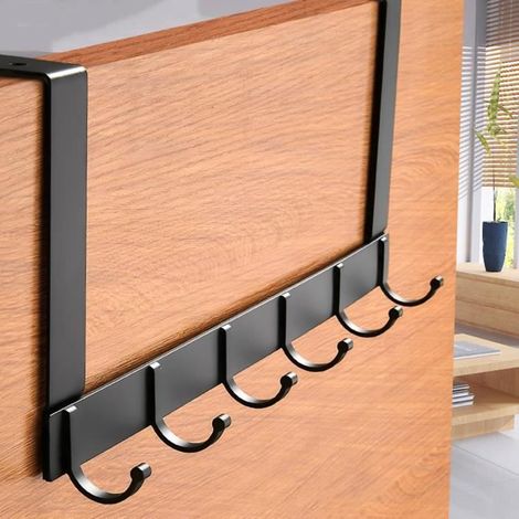 Porte Manteau - Noir - Installation suspendue - Convient aux portes jusqu'à 4,5 cm (1/4)