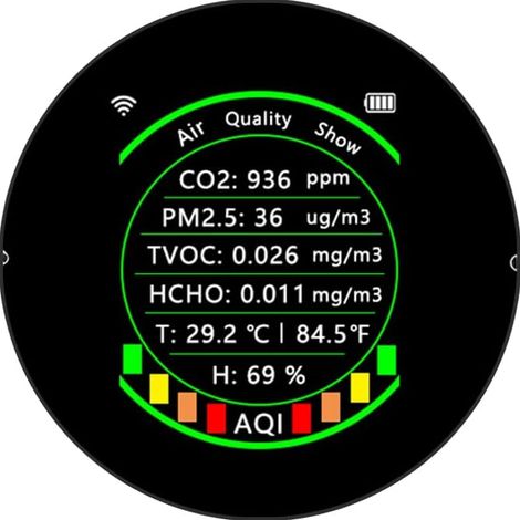 Détecteur de Dioxyde de Carbone WiFi PM2.5, Testeur, Affichage Couleur Portable, Parfait pour Un Usage Domestique (Version Wi-FI) (1/5)