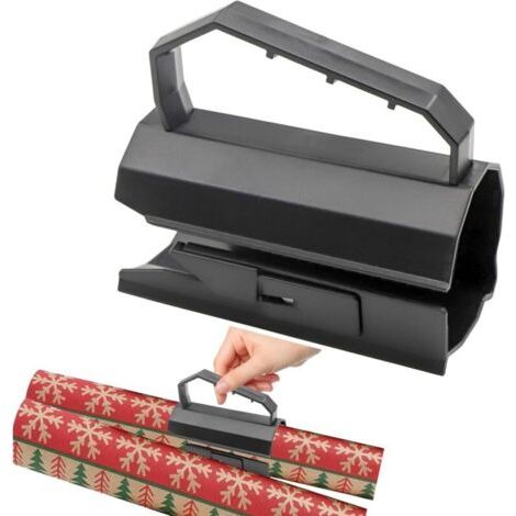 Coupe-papier cadeau, coupe-papier coulissant avec poignée, outil de découpe pour rouleau de papier cadeau d'anniversaire, portable, sûr, noir