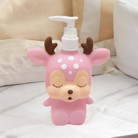 Dispenser a forma di cervo rosa per bambini Bardusch, flacone giocoso per sapone liquido per corpo e mani, design divertente (1/4)