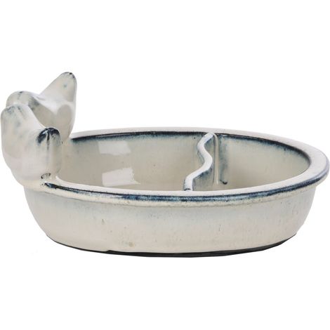 Esschert Design Futter- und Trinkschale Weiß lasiert oval - Keramik