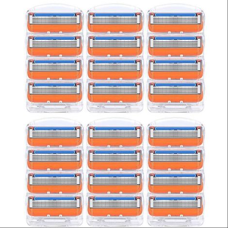 Lot de 24 lames de rechange compatibles Fusion 5 pour hommes – Nouvelle version orange (1/4)