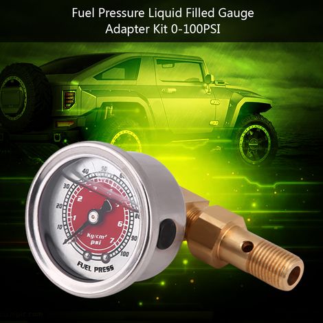 Kit d'adaptation manomètre à liquide pression essence régulateur 0-100 PSI rouge universel (1/5)