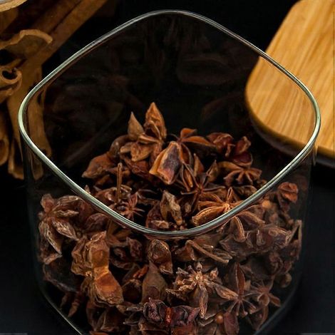 Bocal carré en verre, boîte de conservation hermétique pour grains de thé ou de café en vrac (950 ml) (1/5)