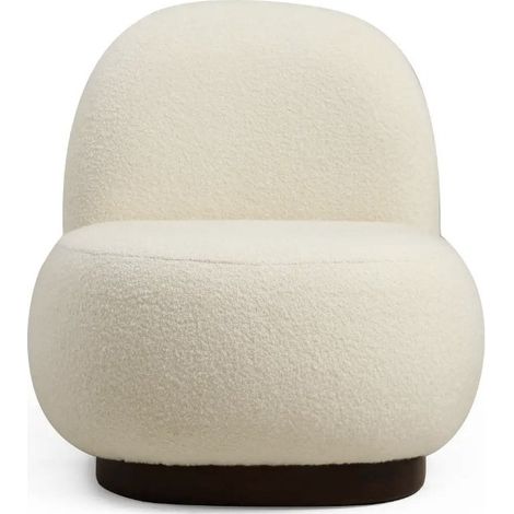 Fauteuil arrondi tissu à bouclettes Mouelow-Crème (1/5)