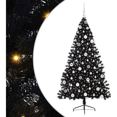Albero di Natale artificiale con luci integrate Nero 180 cm PVC vidaXL (1/5)