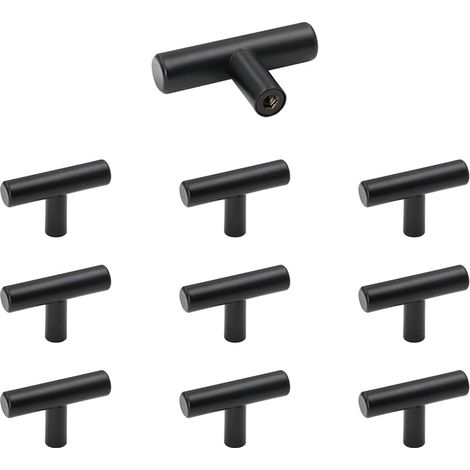 Bouton de Meuble, Poignée de Portes pour Placards en Acier Inoxydable 10 Pièces Noir Bouton de Tiroir Vintage avec Vis pour Commode, Armoire (1/5)