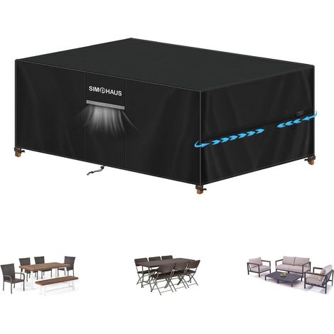 Housse de protection pour meubles de jardin 180x100x75cm, imperméable, anti-UV, tissu Oxford 420D (1/5)