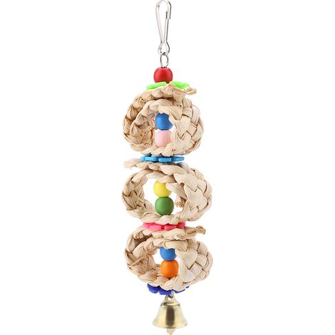 Jouet pour oiseau de compagnie, perroquet interactif à mâcher, boules de Pattan circulaires en bois, jouets en Cage suspendus (1/5)
