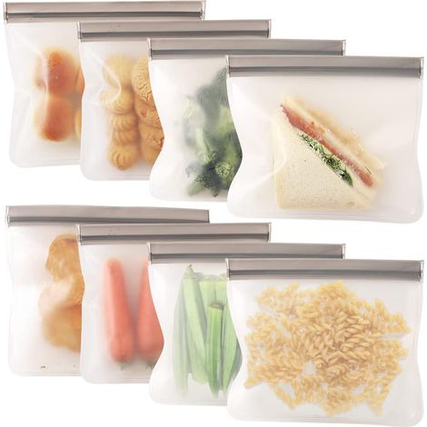 Sollbry Sacs réutilisables à fermeture éclair, sacs de rangement pour aliments, sacs réutilisables anti-fuites pour marinades de viandes, fruits, collations, organisation de la maison, respectueux de (1/3)