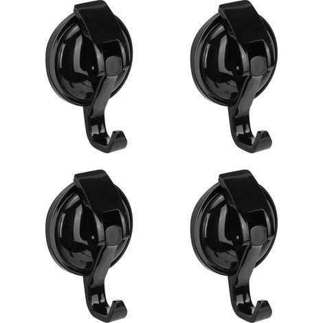 4 Ganci a Ventosa, Portata Max 10 kg, Ventose per Doccia Impermeabili senza Cuciture per Asciugamani Bagno, Cucina, Finestra (Nero) (1/5)
