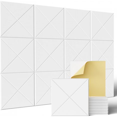12 panneaux insonorisants autocollants haute densité, panneaux muraux insonorisants en fibre de polyester, blancs, 30 cm x 30 cm (1/5)