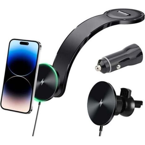 15W Chargeur Rapide sans Fil pour Voiture, Telephone Voiture Magnétique Induction Chargeur Compatible avec iPhone Series, Android Téléphones (1/4)