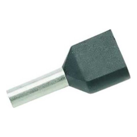 Puntalino a Bussola TWIN Preisolato Nero per 2 Cavi 1,5 mmq Lunghezza 12 mm