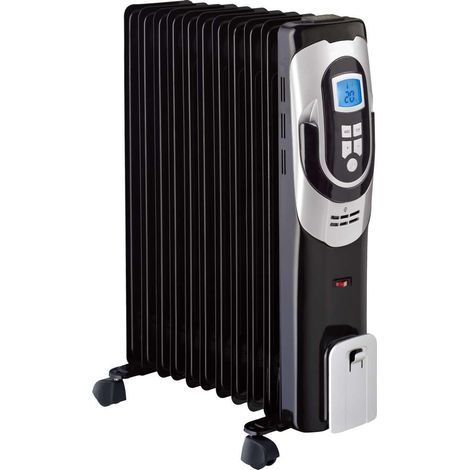 Radiatore a Olio 2400W Nero con Display LCD - 485x235x630 mm