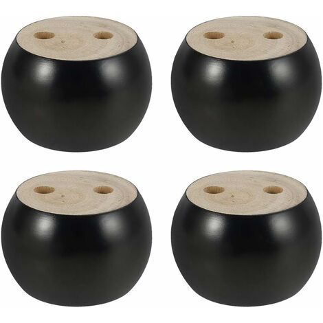 Pair - Lot de 4 pieds de meuble en bois d'eucalyptus 5cm – Forme ronde – Vis de montage incluses – Pour canapés, lits et fauteuils (1/5)