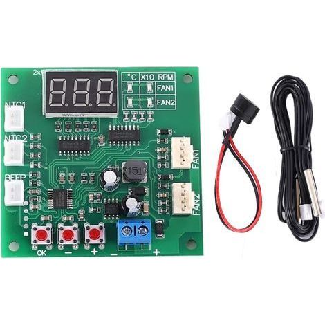 2-Kanal-4-Draht-PWM-Treibermodul DC 12V 24V 48V – mit Temperaturregelungskabel – PC-Lüfterdrehzahl-Anzeigemodul (1/5)