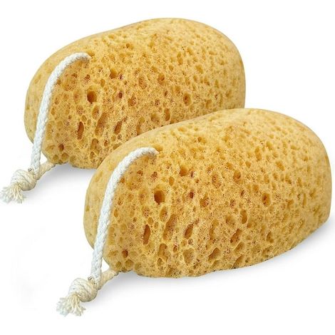 Éponges de bain pour douche - Loofah en mousse - Grande texture douce exfoliante pour le corps, lot de 2 (1/3)